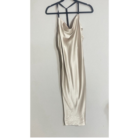 Fleur Du Mal Dress Women S Silk Cowl Neck Midi Slip Party Minimalist Strappy - Picture 1 of 2